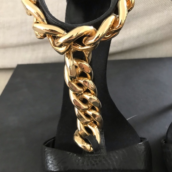 Giuseppe Zanotti Gold Chain Leather Sandals - Picture 5 of 8